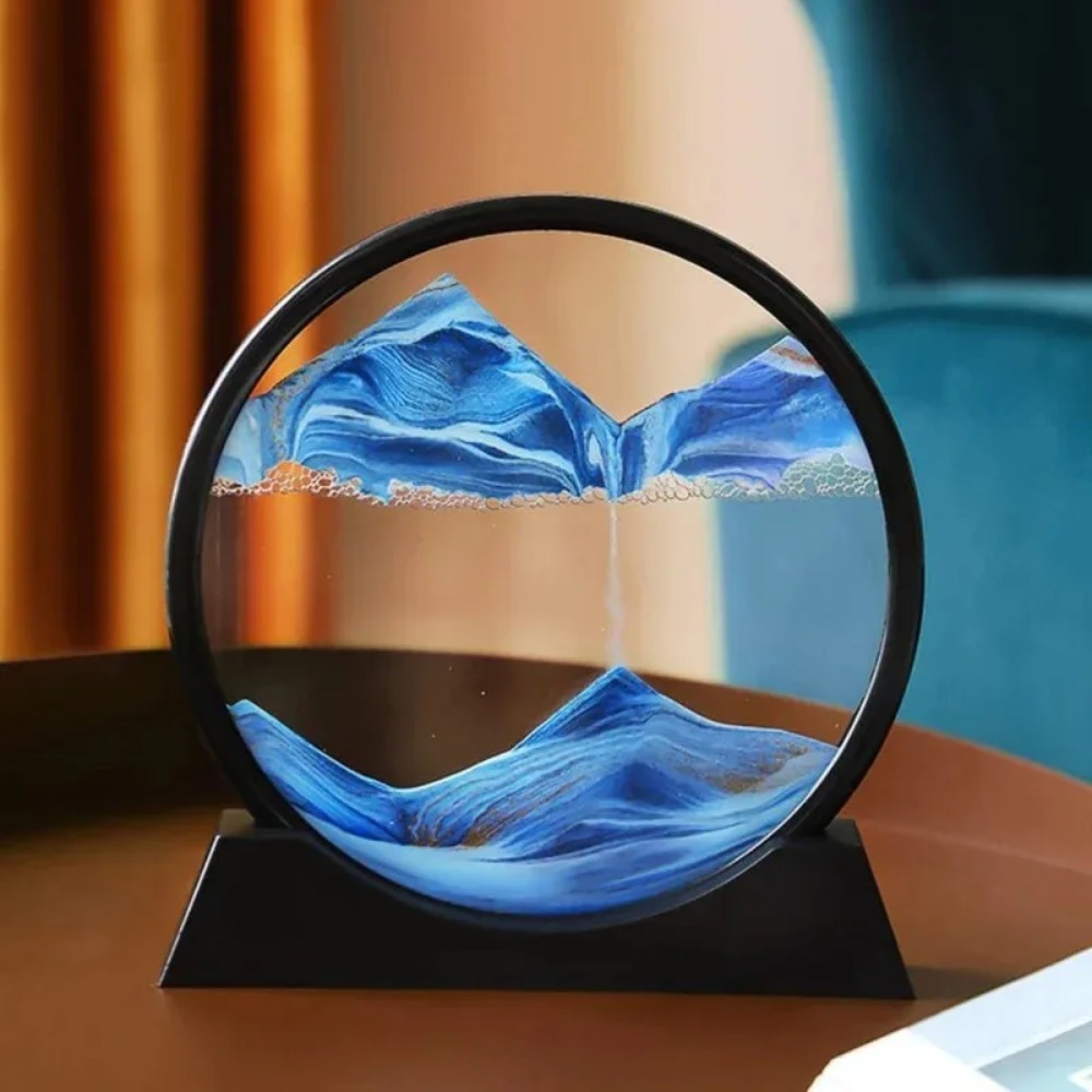Photography Job - 2026年 3D砂時計 流砂アート 写真 円形ガラス 深海砂景