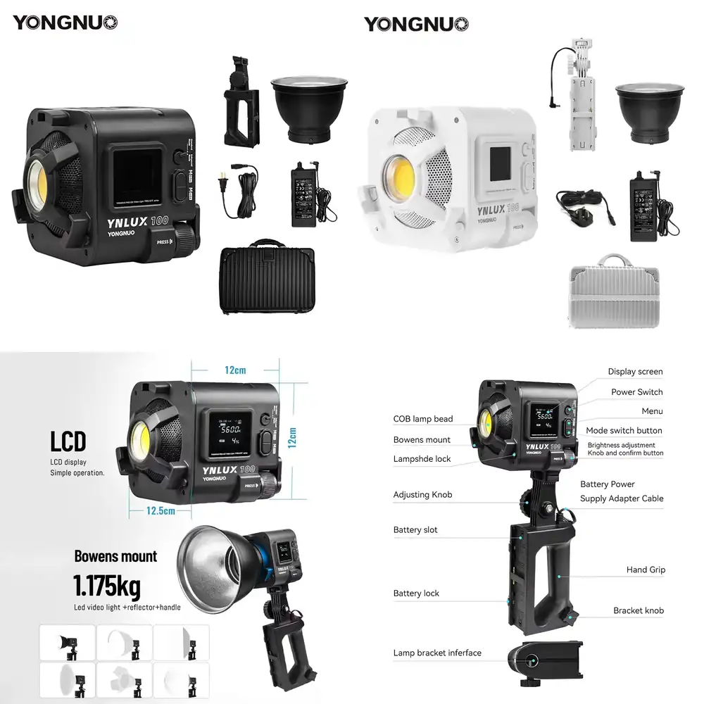 Photography Studio - YONGNUO YNLUX100 100W 3200K-5600K コンパクトハンドヘルドLEDビデオCOB撮影用フィルライト（写真スタジオ用）