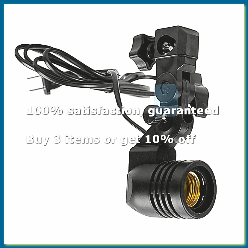 Photography Studio - ライトランプフォトスタジオ E27 AC ソケット写真撮影 1.8 メートルケーブルコード電球スタンド傘ホルダー付き電球マウント