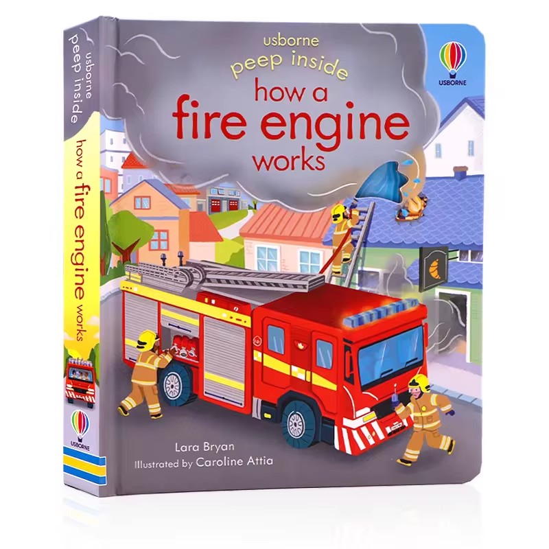 Photography Job - Usborne ピープインサイド 消防車の仕組みを知る 3D フラップ絵本 子供用