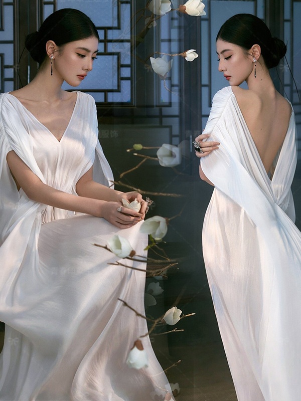 Photography Studio - シックな中国風バックレスドレス写真スタジオ芸術的なシンプル高級写真撮影用衣装コールドトーン新作2026秋