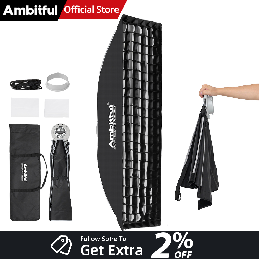 Beauty Dish Softbox - AMBITFUL Q7-II 30*120cm ボーエンズマウント ストリップソフトボックス グリッドサイドウィング