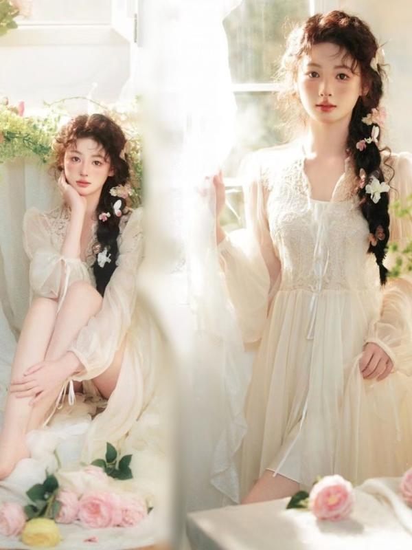 Photography Studio - 芸術的な写真スタジオのヴィンテージレーススカート、美しい純粋な欲望の映画風ステージ衣装、ポリエステル生地、オンライン限定販売