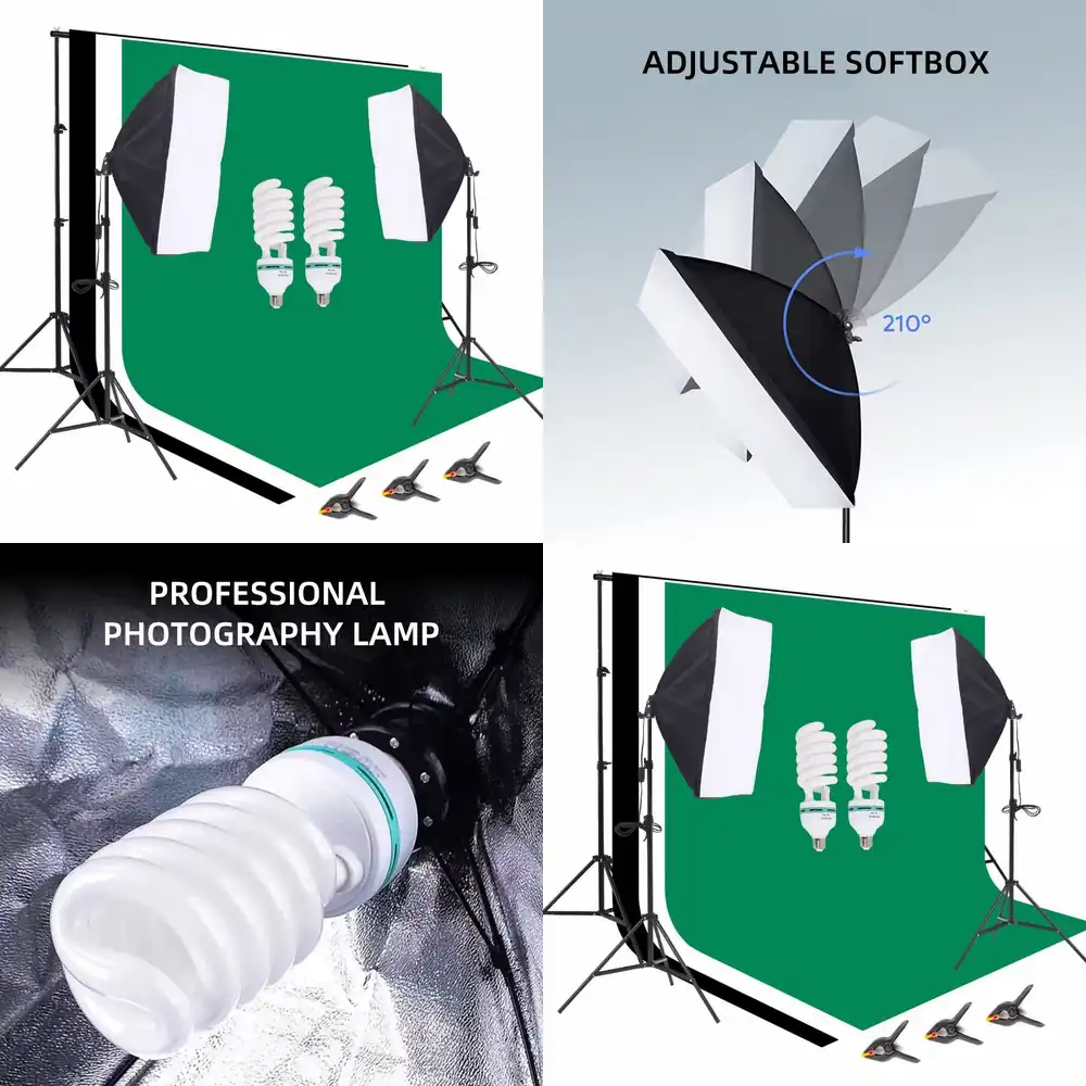 Backdrop Stand Kit - 1つの写真スタジオ機材セット、2.6 * 3m背景スタンド、写真撮影用背景布セット、ソフトボックス、アンブレラ照明キット、持ち運び可能なハンドル付き