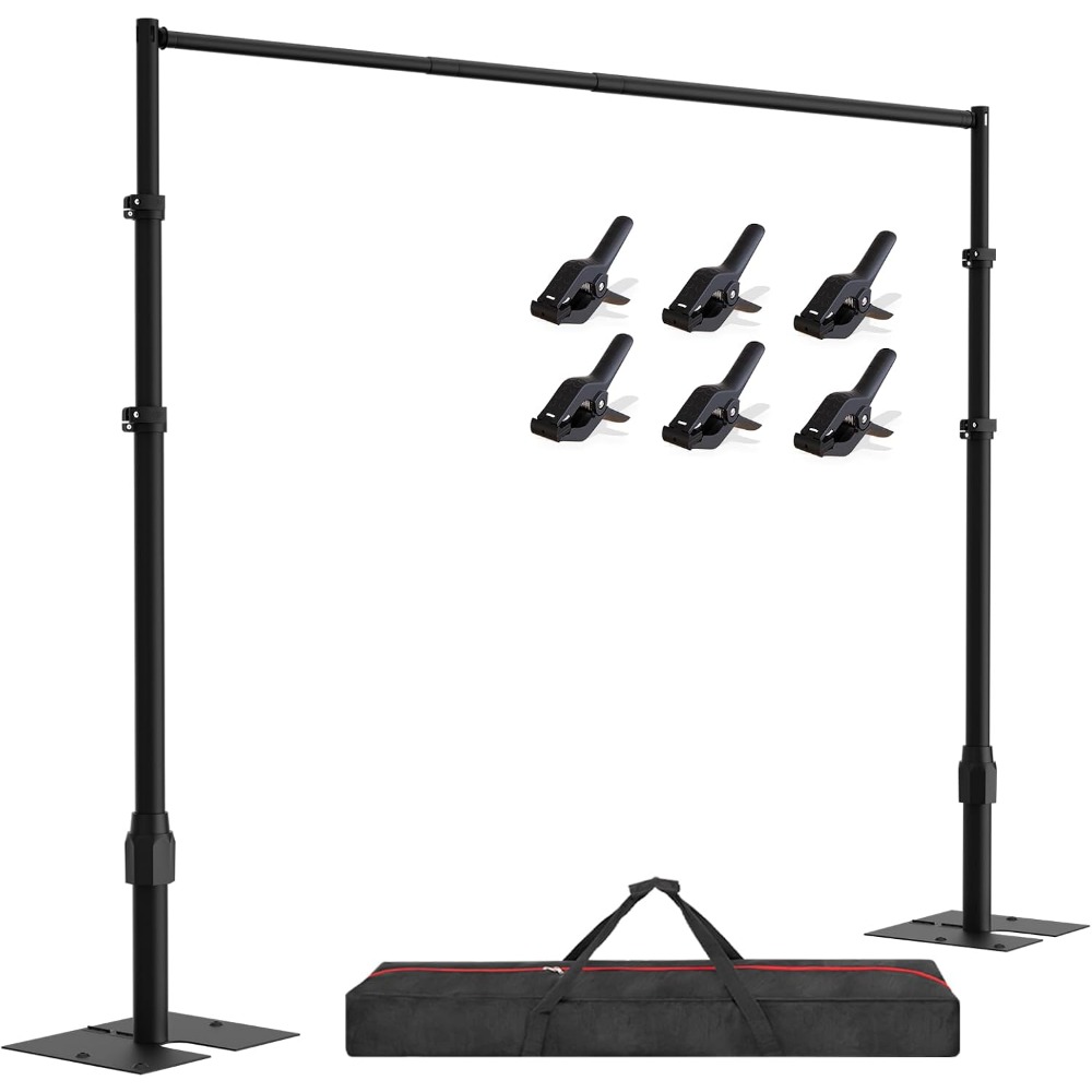 Backdrop Stand Kit - EMART背景スタンド ヘビーデューティー 10x10フィート、パイプとドレープ写真背景撮影キット、調整可能な金属フレームとフラットベース