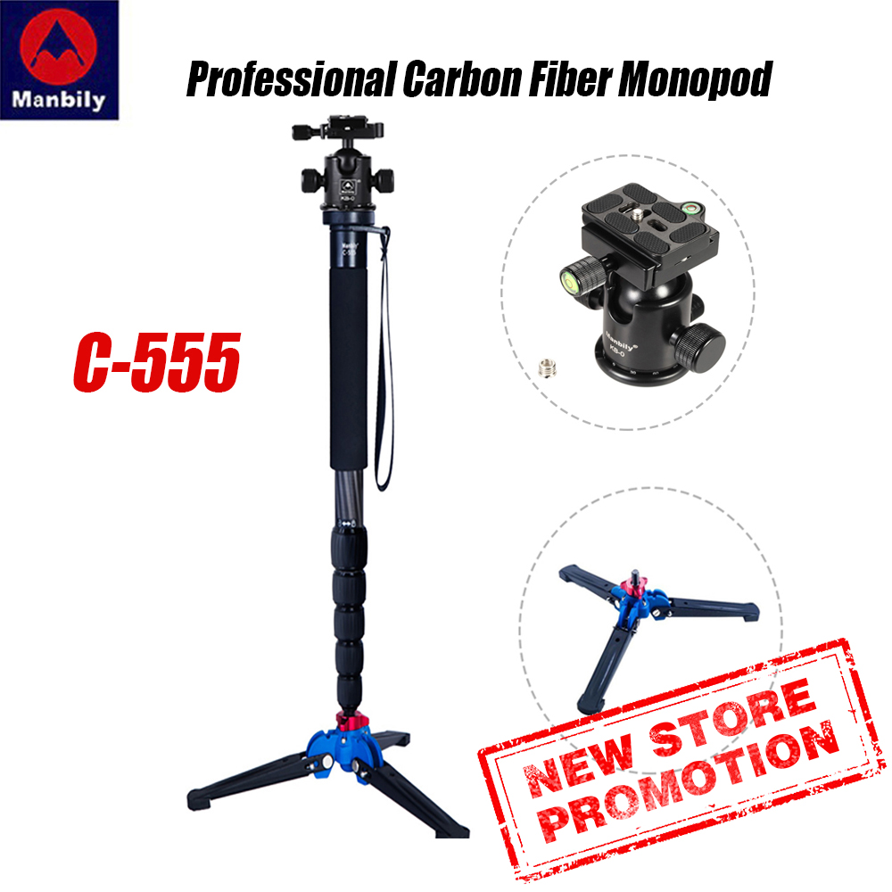 Camera Tripod Carbon - Manbily C-555 プロフェッショナルカーボンファイバー一脚ポータブルデスクトップビデオ写真三脚スタンドボールヘッドデジタル一眼レフカメラ用