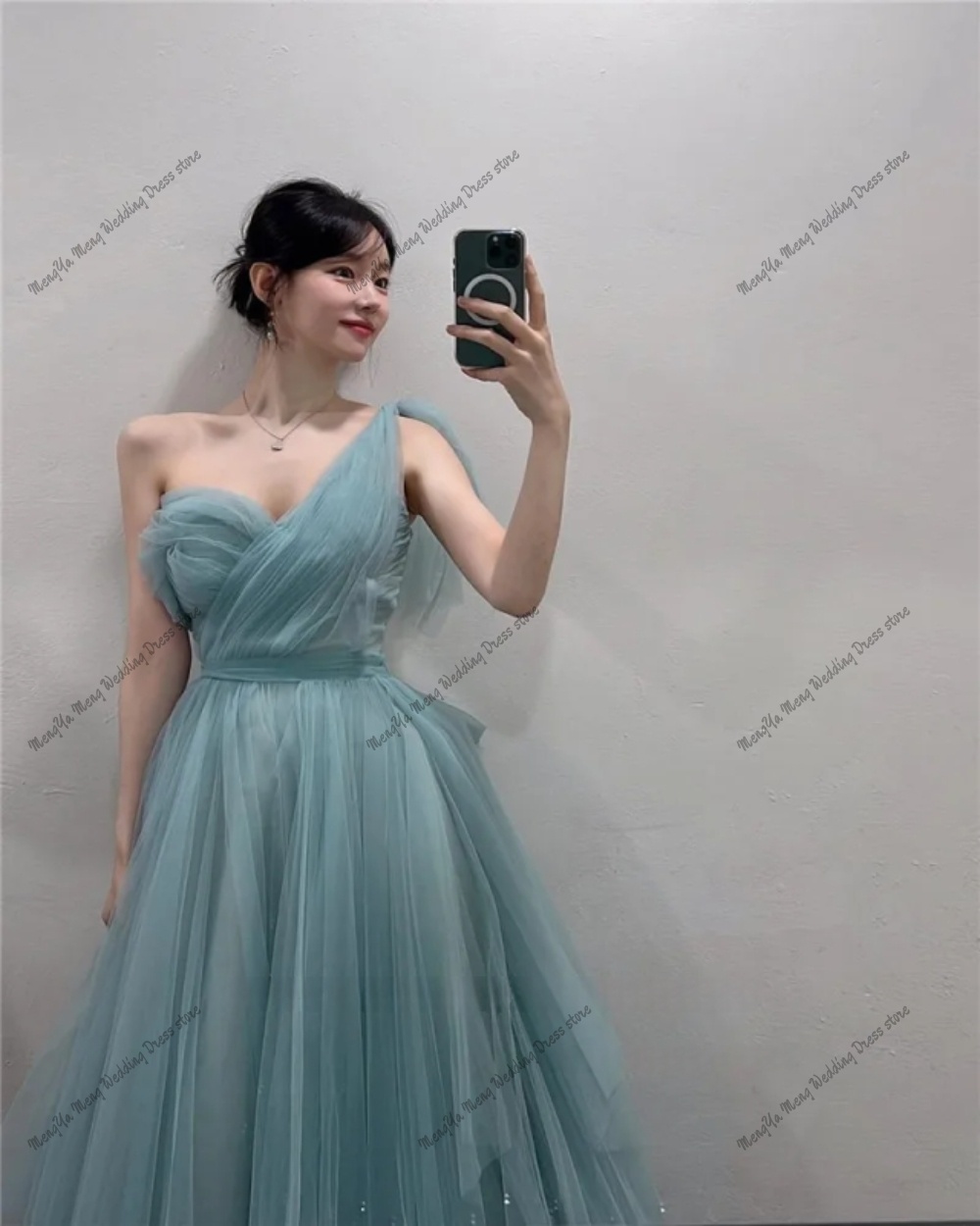妖精チュールダスティグリーンイブニングドレス韓国女性の結婚式 - Photography Basic のレビューと価格