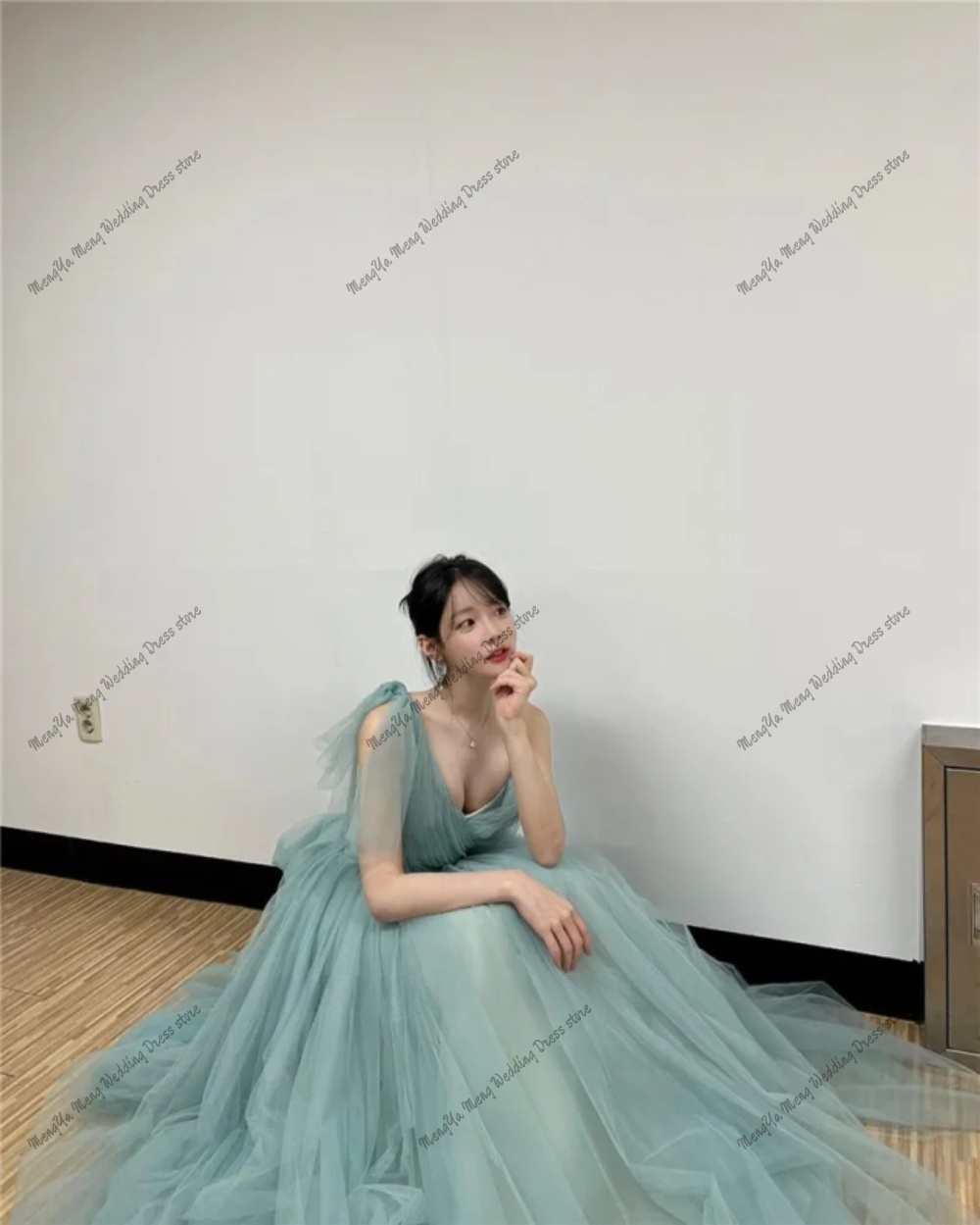 妖精チュールダスティグリーンイブニングドレス韓国女性の結婚式 - Photography Basic のレビューと価格