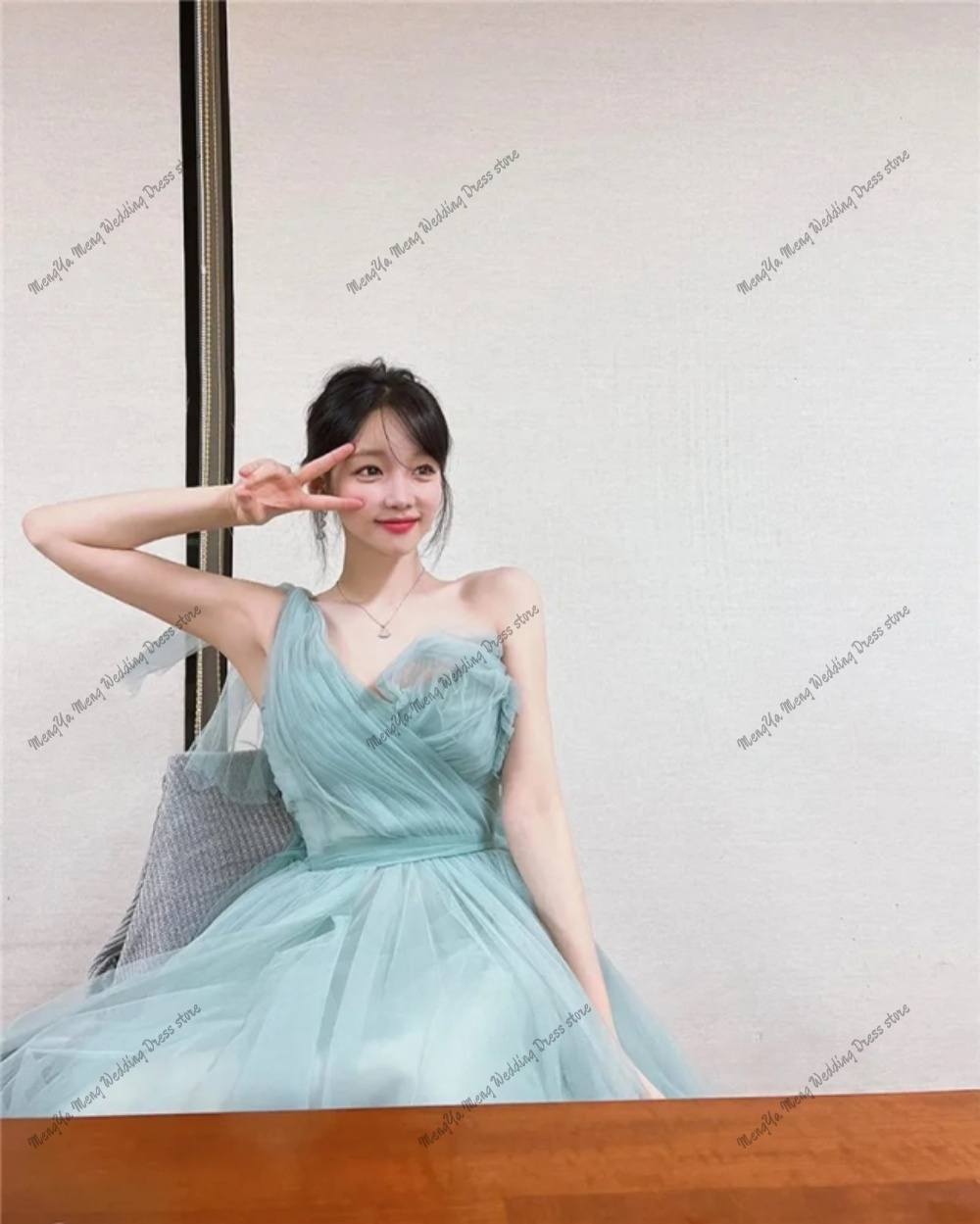 妖精チュールダスティグリーンイブニングドレス韓国女性の結婚式 - Photography Basic のレビューと価格