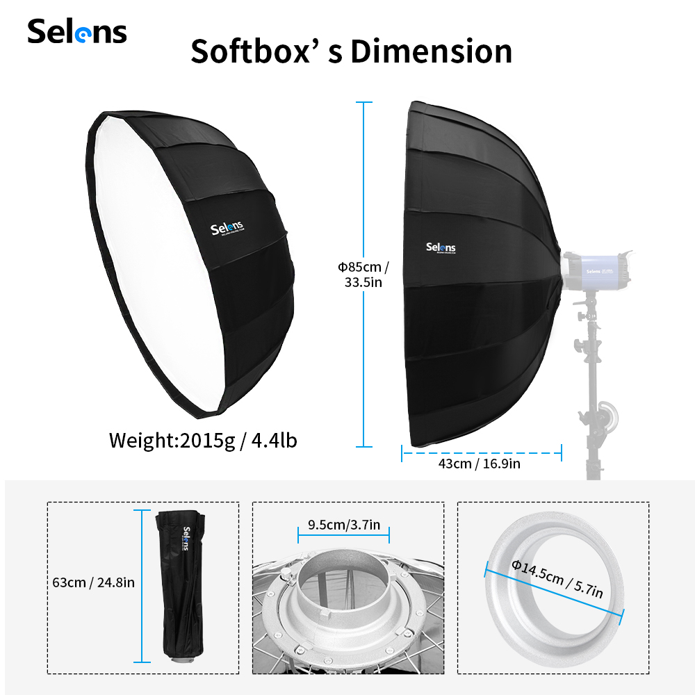 Selens 85センチメートル傘レーダーソフトボックススタ - Beauty Dish Softbox のレビューと価格