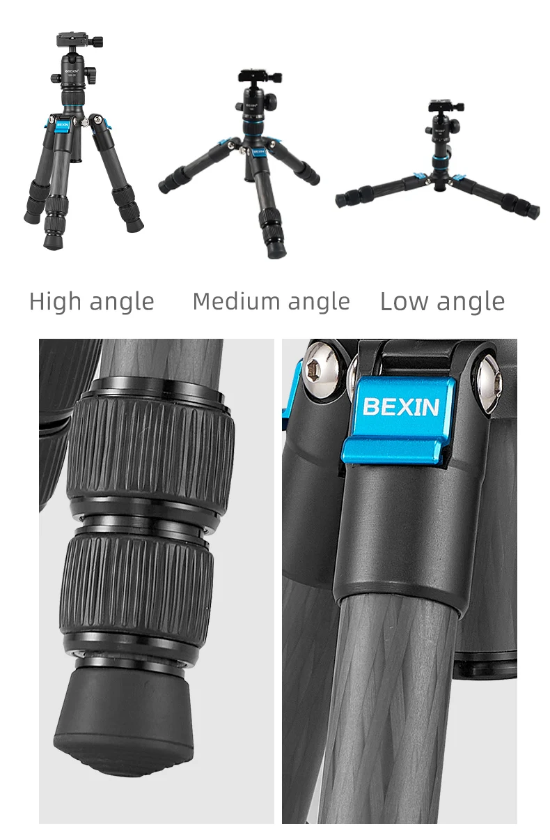 コンパクトで軽量なポータブルミニファイバー三脚,ハンドル付き - Camera Tripod Carbon のレビューと価格