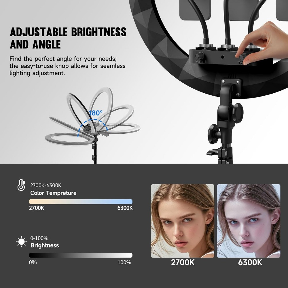 調整可能な19インチリングライト、回転式アーム付き、オーバー - Photography Studio のレビューと価格