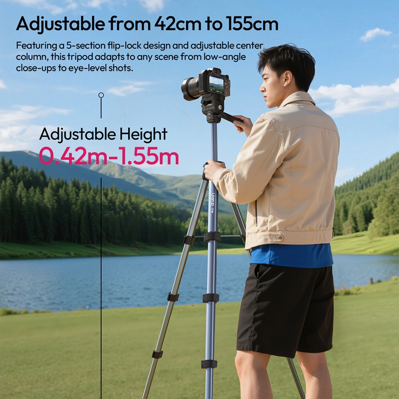 Ulanzi TT39 1.55M ビデオカメラ三脚 トラベ - Camera Tripod Carbon のレビューと価格