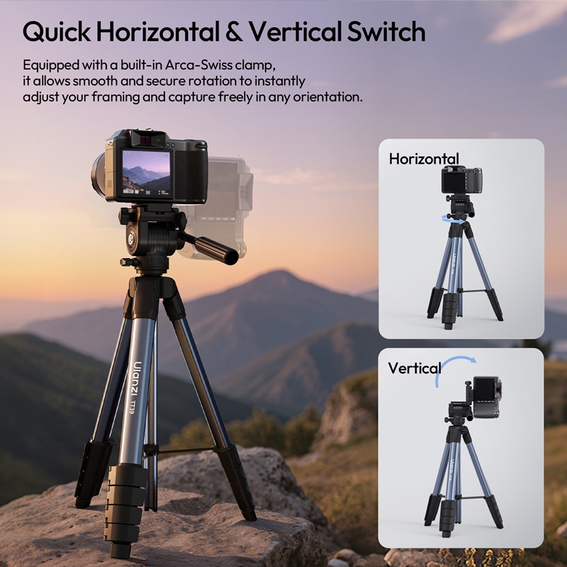 Ulanzi TT39 1.55M ビデオカメラ三脚 トラベ - Camera Tripod Carbon のレビューと価格
