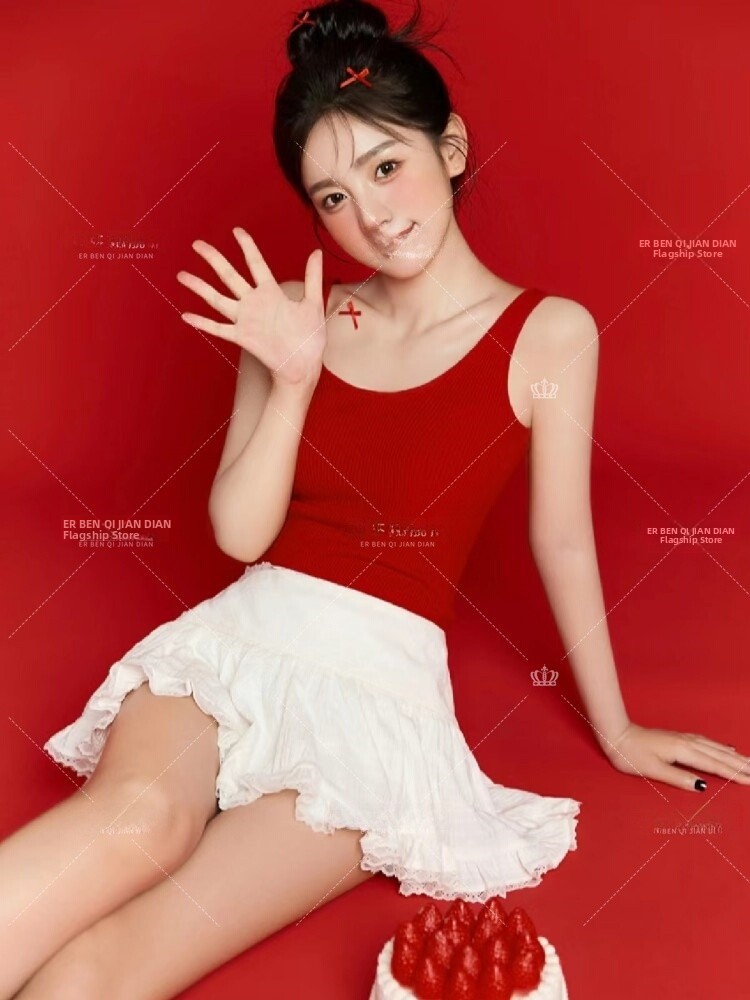 赤い誕生日テーマの写真撮影服韓国スタイルの芸術的な甘い個性的 - Photography Studio のレビューと価格