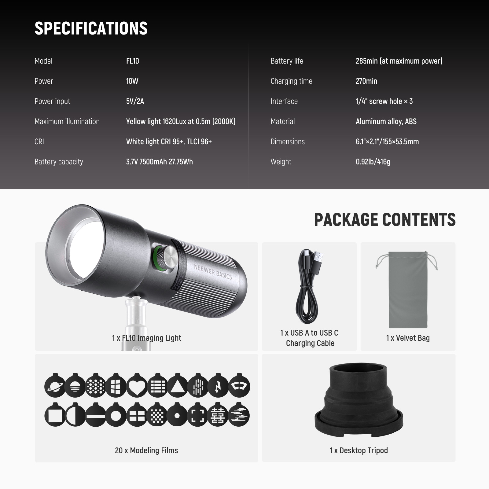NEEWER BASICS FL10 LED 写真懐中電灯  - Photography Basic のレビューと価格