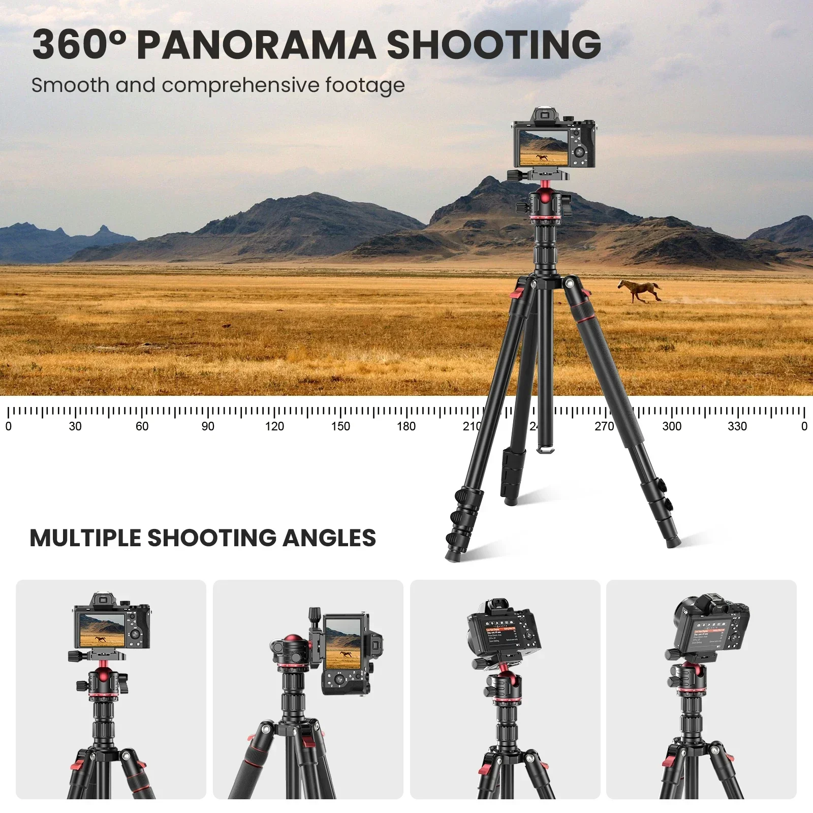 Evumo-アルミニウム合金トラベル三脚、カメラ付き携帯電話 - Camera Tripod Carbon のレビューと価格