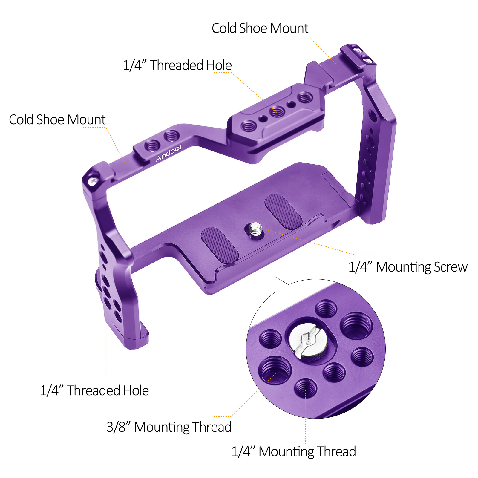 Andoer カメラケージ アルミニウム合金ビデオケージ デ - Camera Cage Baseplate のレビューと価格