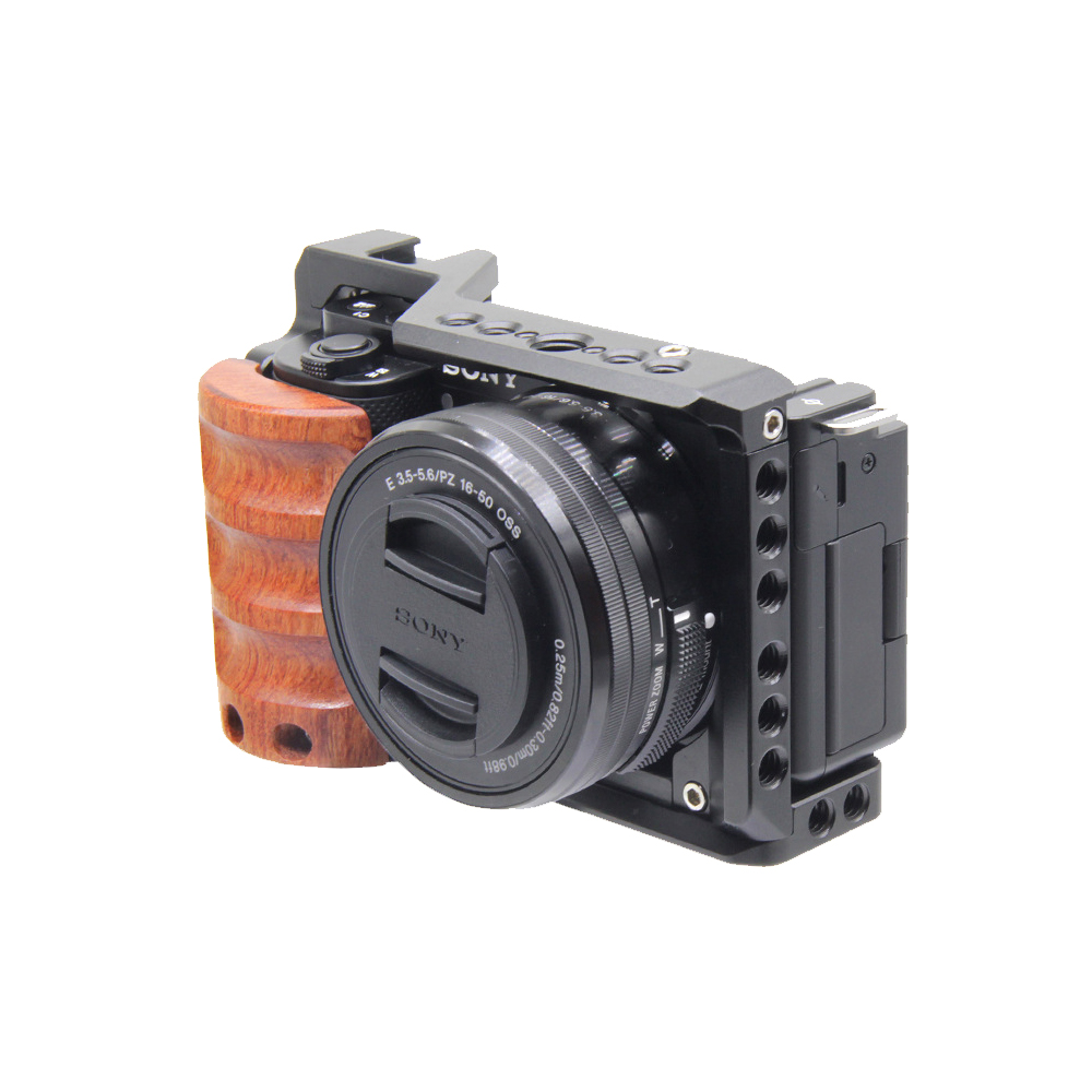 ソニーZV-E10用ケージカメラ、木製ハンドル付きコールドシ - Camera Cage Baseplate のレビューと価格