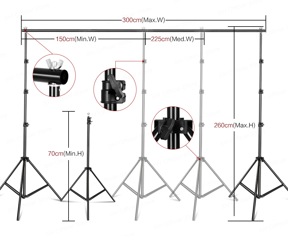 写真撮影用ソフトボックス照明キット、2.6x3m背景フレーム - Backdrop Stand Kit のレビューと価格
