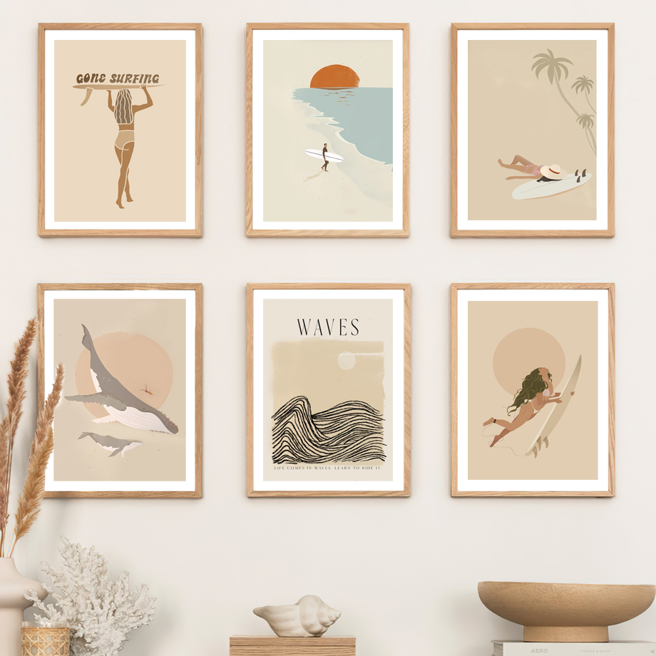 1pc フレームレスキャンバス絵画夏海ビーチサーフクジラ太陽 - Photography Landscape のレビューと価格